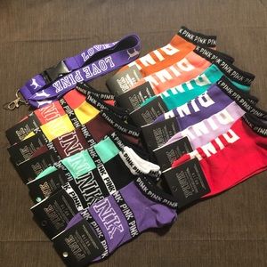 💕Pink VS 12 Pairs Socks & Lanyard 💕💕